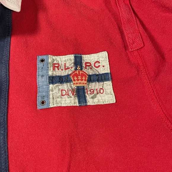 POLO Ralph Lauren Custom Fit Rugby Shirt Red XL PRL Pullover Britain Blokecore - Picture 4 of 10
